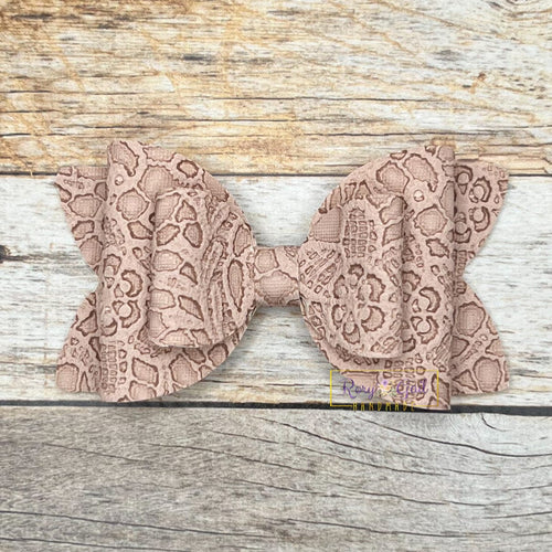 Rory Gail Handmade Bows Dust Pink Butter Lace 4” Double Diva Bow