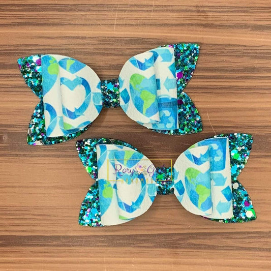 Rory Gail Handmade Bows Earth Day 3” Double Diva Piggies
