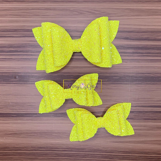 Rory Gail Handmade Bows Empire Yellow Glitter
