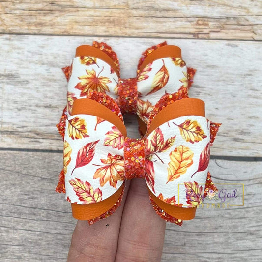 Rory Gail Handmade Bows Falling Leaves 2.5 inch Phoebe Piggies