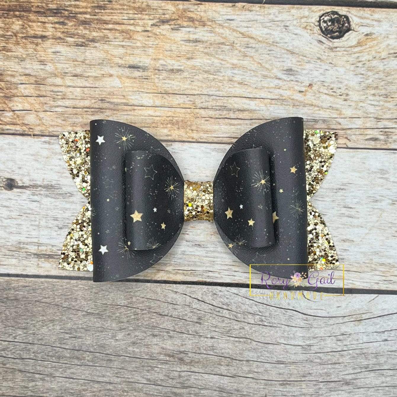 Rory Gail Handmade Bows Fireworks and Stars 4” Double Diva Bow