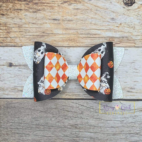 Rory Gail Handmade Bows Ghost Gnomes 4” Double Diva Bow