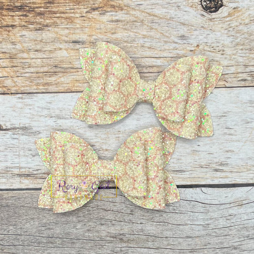 Rory Gail Handmade Bows Glitter Honeycomb 3” Double Diva Piggies NEW STYLE