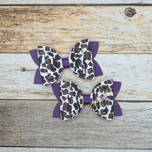 Rory Gail Handmade Bows Halloween Leopard 3” Double Diva Piggies NEW STYLE