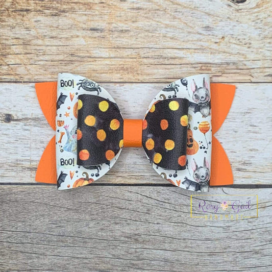 Rory Gail Handmade Bows Happy Halloween 4” Double Diva Bow