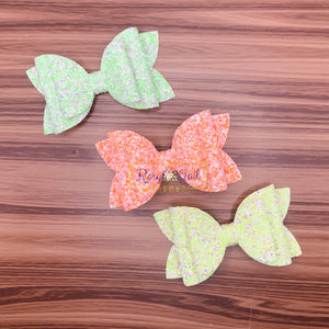 Rory Gail Handmade Bows Highlighter Glitter 4 inch Double Diva Bow