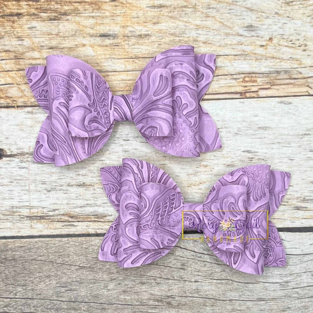 Rory Gail Handmade Bows Lavender Embossed 3” Double Diva Piggies NEW STYLE