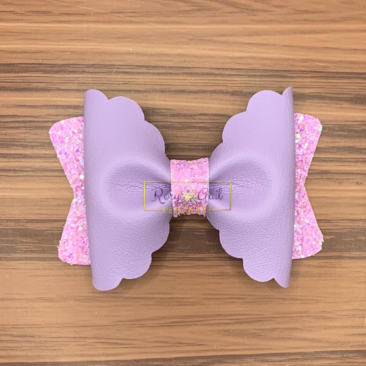 Rory Gail Handmade Bows Lavender Pastel 3.5 inch Scalloped Pinch Bow