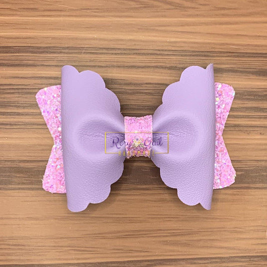 Rory Gail Handmade Bows Lavender Pastel 3.5 inch Scalloped Pinch Bow