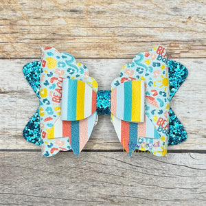 Rory Gail Handmade Bows Leopard Beach Babe 3.5 inch Magnolia Bow