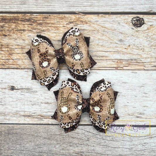 Rory Gail Handmade Bows Leopard Bunnies 2.5 inch Phoebe Piggies