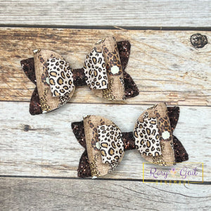 Rory Gail Handmade Bows Leopard Bunnies 3” Double Diva Piggies NEW STYLE