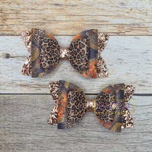 Rory Gail Handmade Bows Leopard Pumpkins 3” Double Diva Piggies NEW STYLE