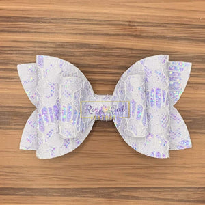 Rory Gail Handmade Bows Lilac Glitter Lace 4” Double Diva Bow