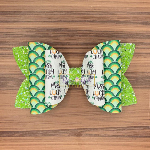 Rory Gail Handmade Bows Lucky Charm 4 inch Double Diva Bow