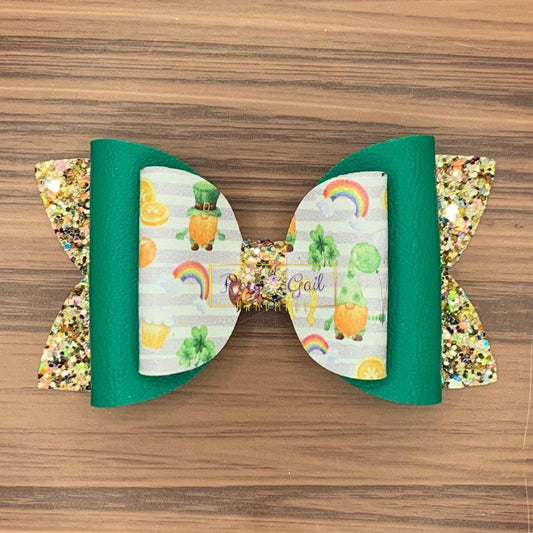 Rory Gail Handmade Bows Lucky Gnomies 4 inch Double Diva Bow