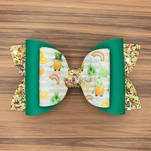 Rory Gail Handmade Bows Lucky Gnomies 4 inch Double Diva Bow