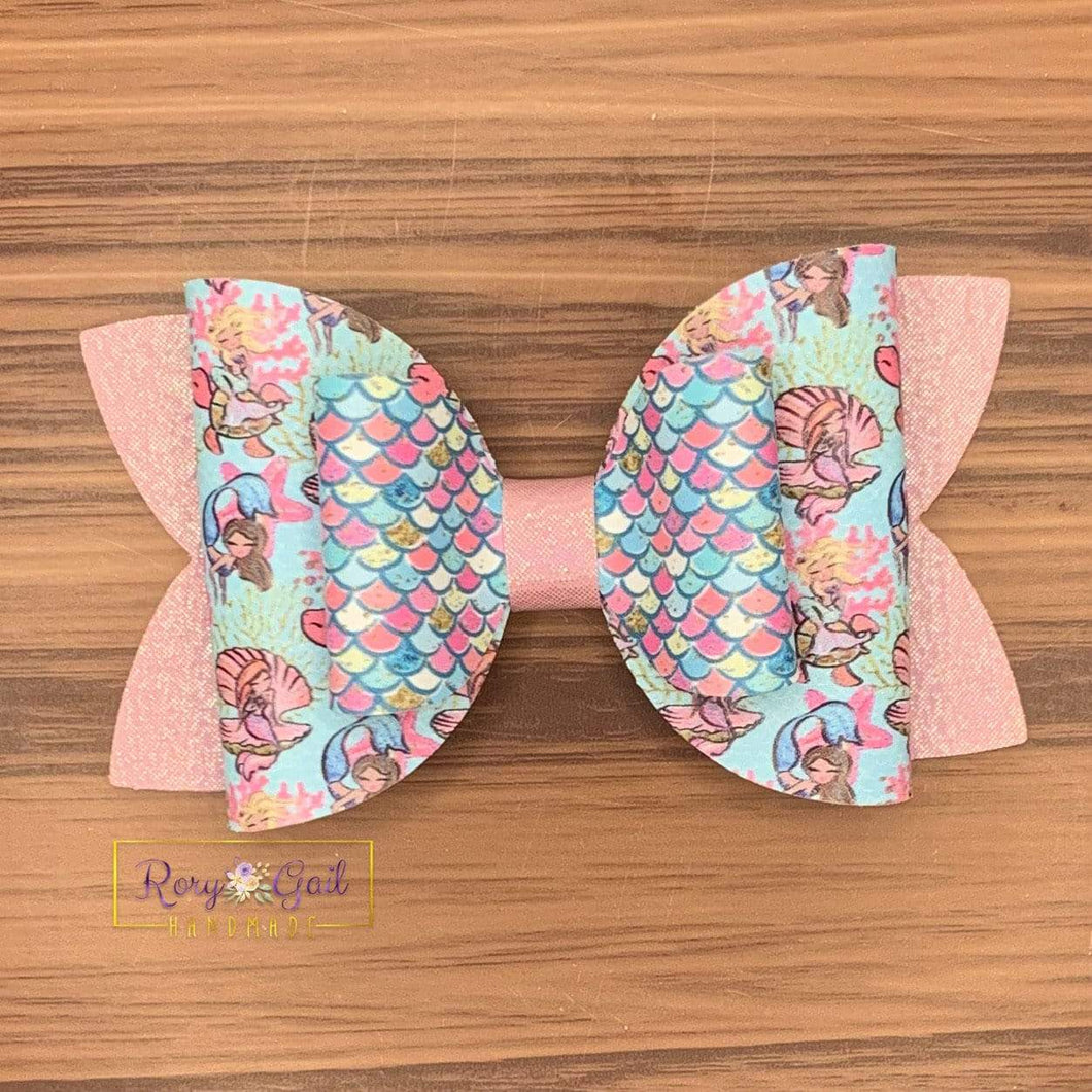 Rory Gail Handmade Bows Mermaid 4 inch Double Diva Bow