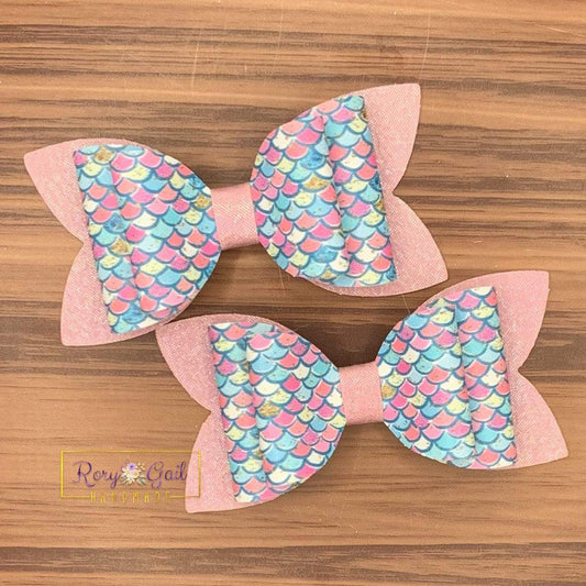 Rory Gail Handmade Bows Mermaid Scales Double Diva 3 inch Piggies