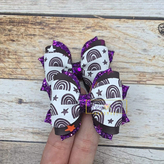 Rory Gail Handmade Bows Monochrome Rainbows 2.5 inch Phoebe Piggies