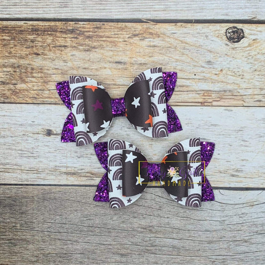 Rory Gail Handmade Bows Monochrome Rainbows 3” Double Diva Piggies NEW STYLE