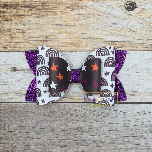 Rory Gail Handmade Bows Monochrome Rainbows 4” Double Diva Bow