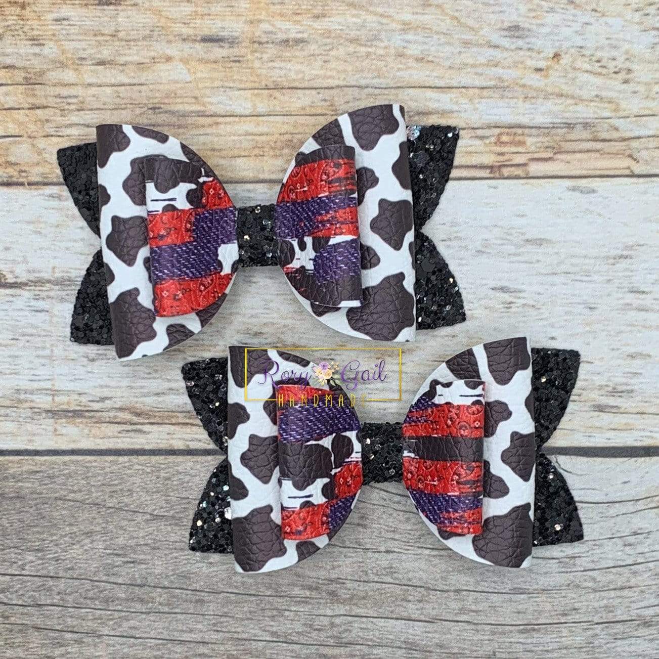 Rory Gail Handmade Bows Moo! 3” Double Diva Piggies NEW STYLE