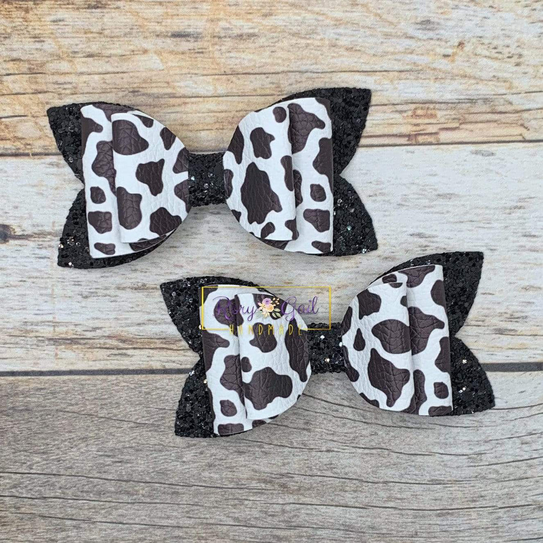 Rory Gail Handmade Bows Moo Print 3” Double Diva Piggies