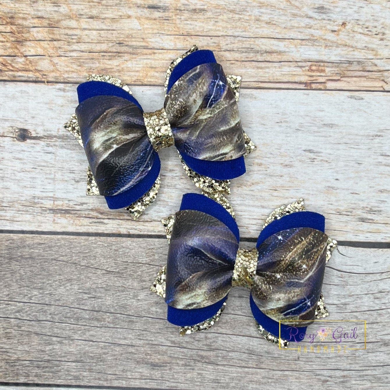 Rory Gail Handmade Bows Navy Galaxy 2.5 inch Phoebe Piggies