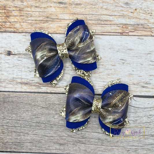 Rory Gail Handmade Bows Navy Galaxy 2.5 inch Phoebe Piggies