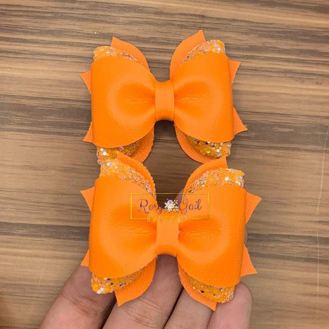 Rory Gail Handmade Bows Orange 2.5 inch Phoebe Piggies