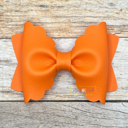 Rory Gail Handmade Bows Orange 3.5 inch Scalloped Pinch Bow