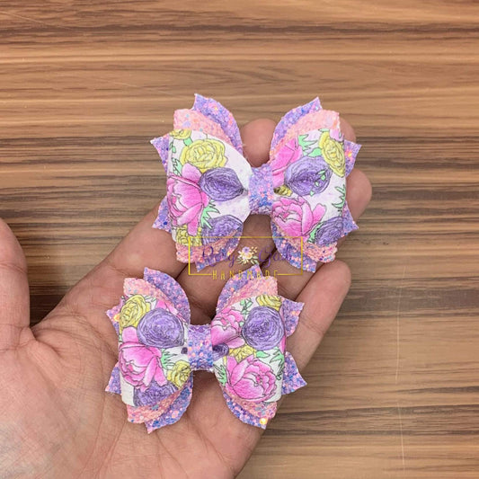 Rory Gail Handmade Bows Pastel Floral 2.5 inch Phoebe Piggies