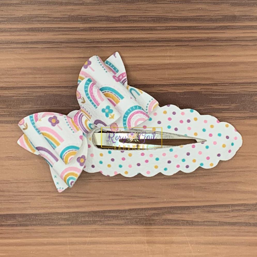 Rory Gail Handmade Bows Pastel Rainbows Bow Clip