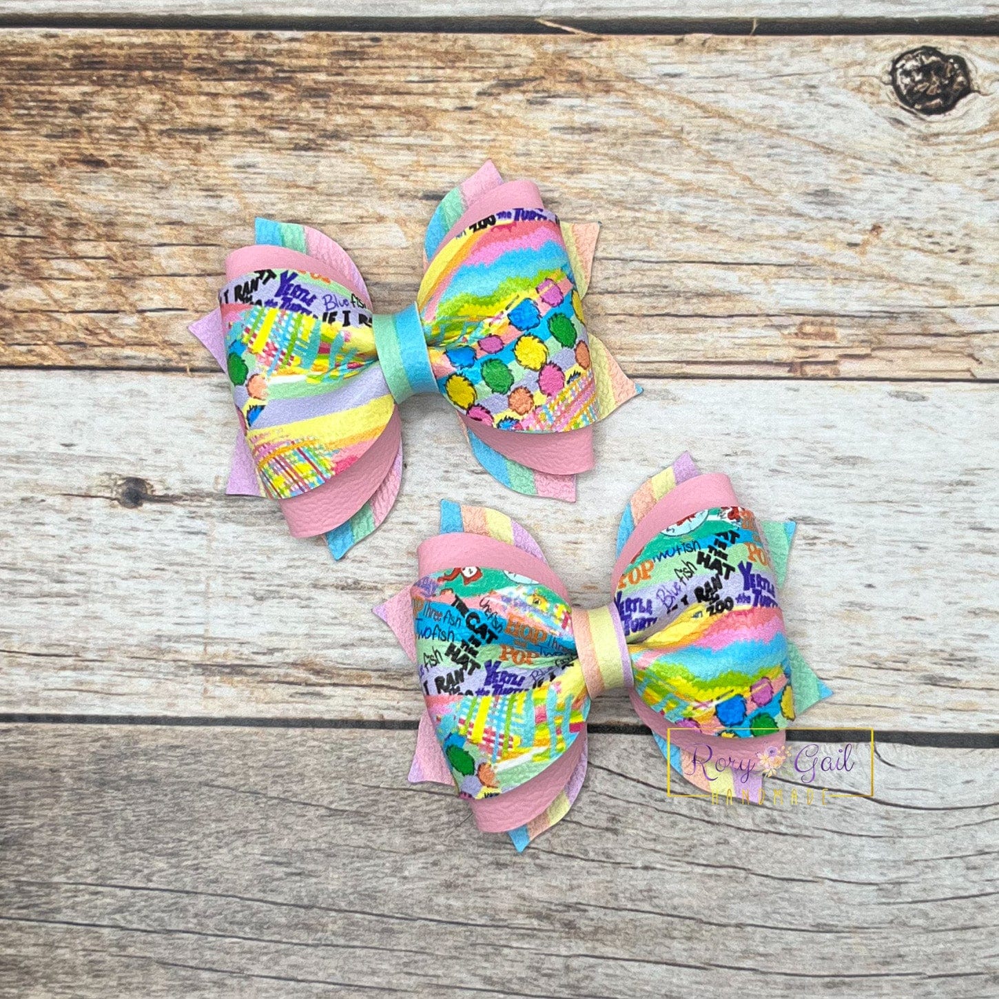 Rory Gail Handmade Bows Pastel Reading 2.5 inch Phoebe Piggies
