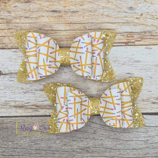 Rory Gail Handmade Bows Pencil Toss 3” Double Diva Piggies