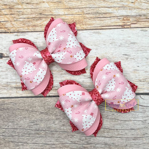 Rory Gail Handmade Bows Pink Christmas 2.5 inch Phoebe Piggies