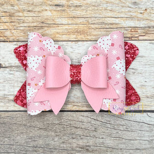 Rory Gail Handmade Bows Pink Christmas 3.5 inch Magnolia Bow