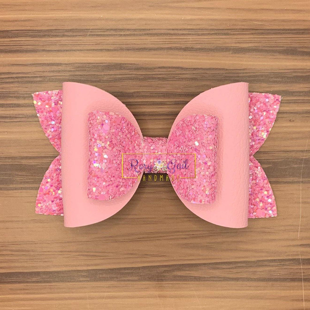 Rory Gail Handmade Bows Pink Pastel 4 inch Double Diva Bow