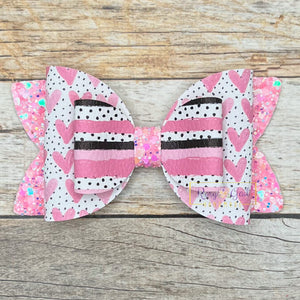 Rory Gail Handmade Bows Polka Dots & Hearts 4” Double Diva Bow