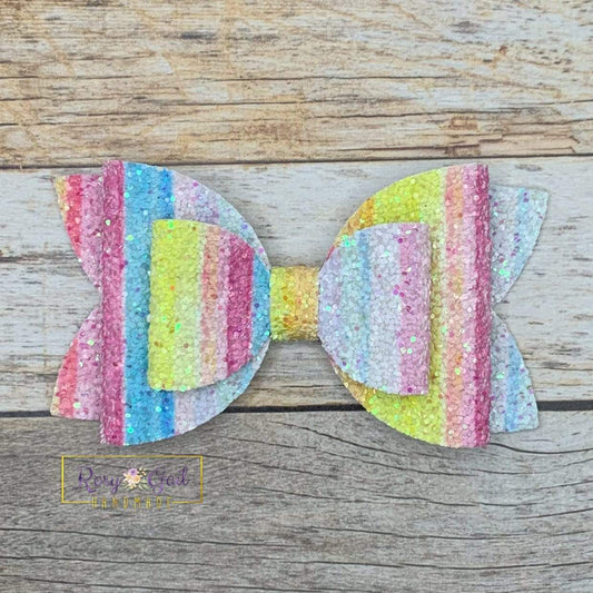 Rory Gail Handmade Bows Popsicle Glitter Stripes 4” Double Diva Bow