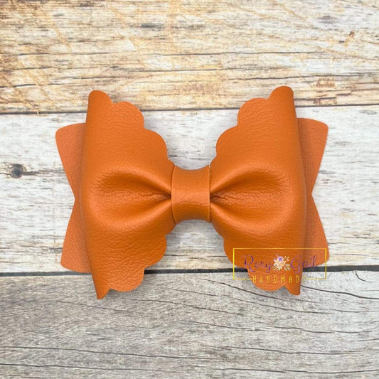 Rory Gail Handmade Bows Pumpkin Pie 3.5 inch Scalloped Pinch Bow