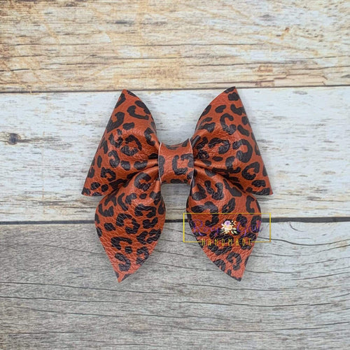 Rory Gail Handmade Bows Pumpkin Spice Leopard 3 inch Sailor Bow