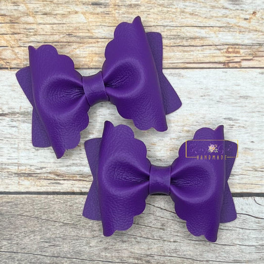 Rory Gail Handmade Bows Purple 2.5 inch Scalloped Pinch Pigtail Hair Bows