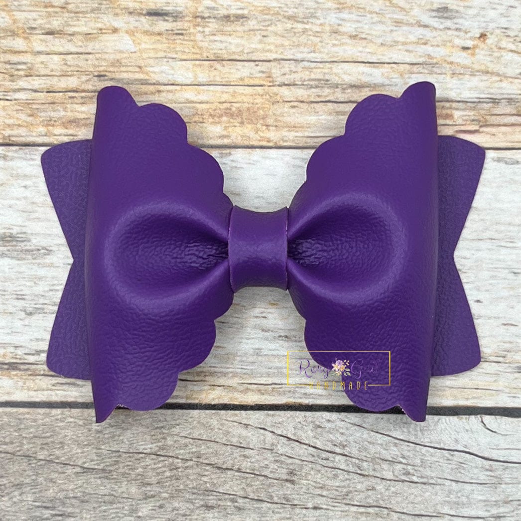 Rory Gail Handmade Bows Purple 3.5 inch Scalloped Pinch Bow