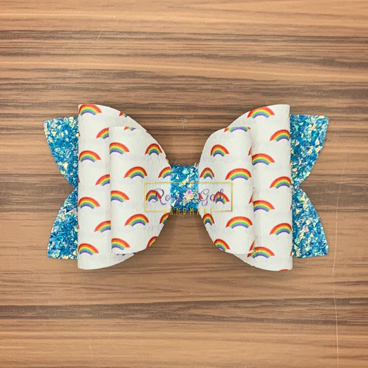 Rory Gail Handmade Bows Rainbow 4 inch Double Diva Bow