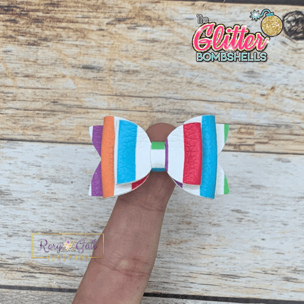 Rory Gail Handmade Bows Rainbow Stripes 1.72 inch Darling Diva Bow