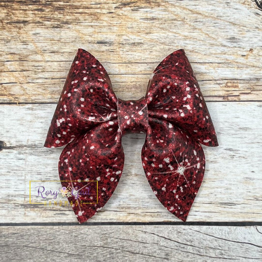 Rory Gail Handmade Bows Red Glossy Faux Glitter 3 inch Sailor Bow