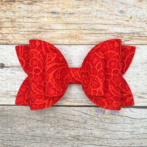 Rory Gail Handmade Bows Red Lace 4” Double Diva Bow