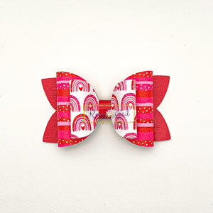 Rory Gail Handmade Bows Red Rainbows 4 inch Double Diva Bow